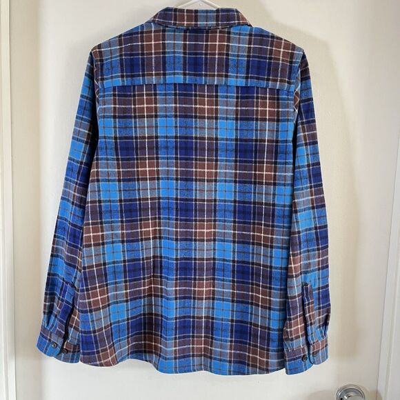 LL Bean Shirt Womens Sz M Regular Green Plaid Flannel Relaxed Fit Button Up - Picture 2 of 7